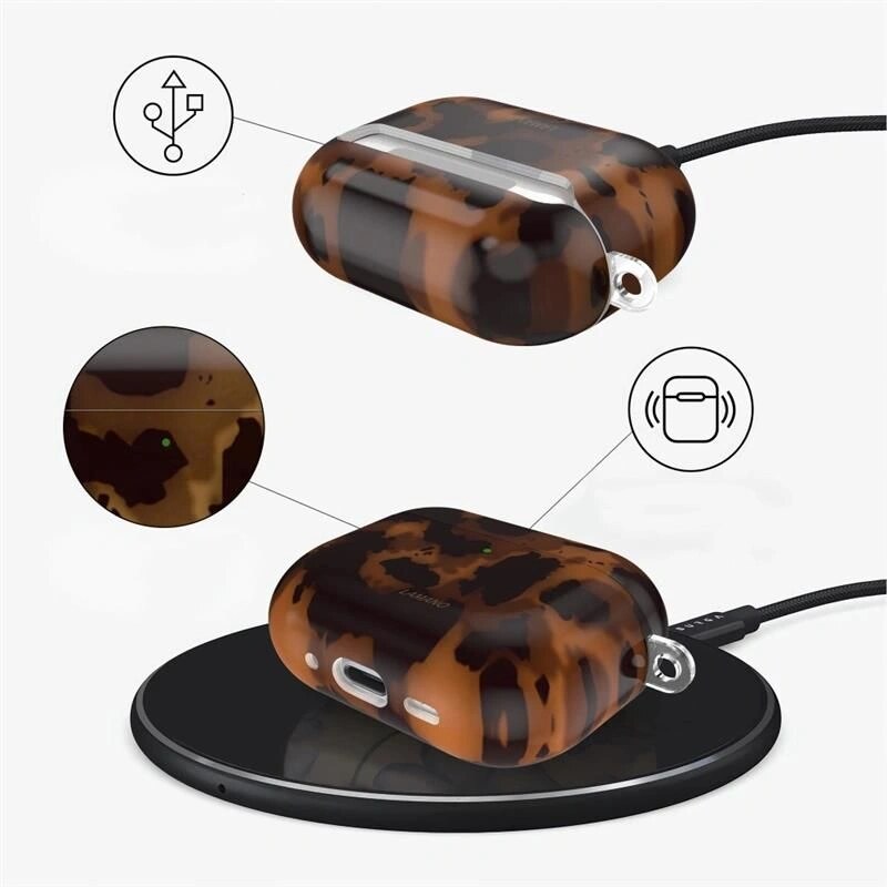 Funda Tech-Protect Lamano para Apple AirPods Pro 3, negra y marrón