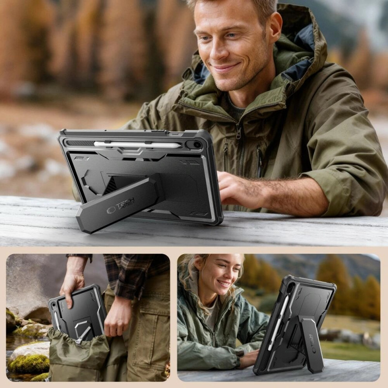 Funda para tablet Tech-Protect Kevlar Pro para Samsung Galaxy Tab S9 11.0 / S10 FE / S10 Lite 10.9 (X710 / X716B / X520 / X526 / X400 / X406B), negra