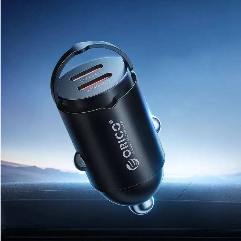 Cargador de coche Orico MiniRing MR-30-2C 30W 2x USB-C, negro