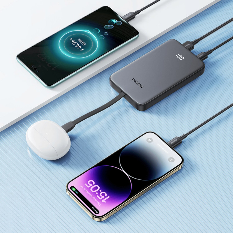 Batería externa UGREEN PB526 10000mAh 20W con cable USB-C integrado