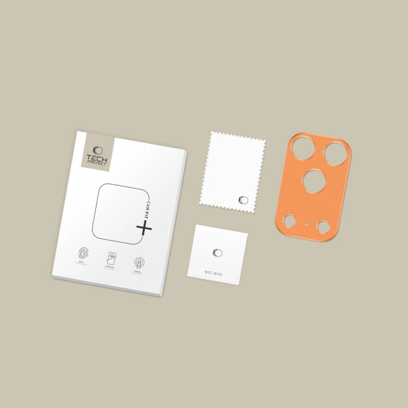 Funda de cámara Tech-Protect Camalloy Fit+ para Apple iPhone 17 Pro, naranja cósmico