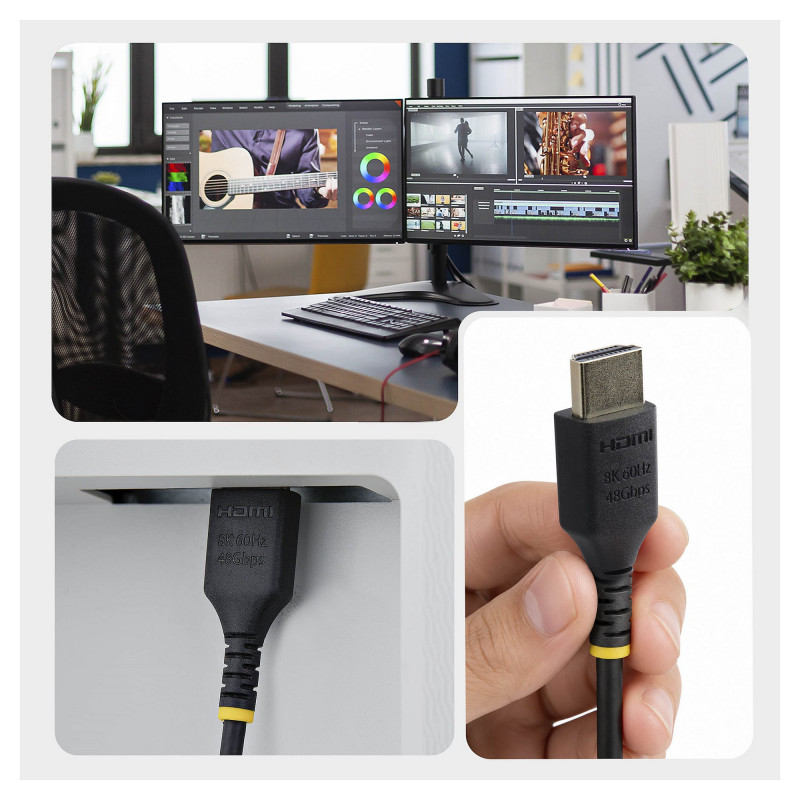 Cable HDMI 2.1 Ultra High Speed StarTech.com HDMI21-CBL-SLIM-1M, 1 m, negro