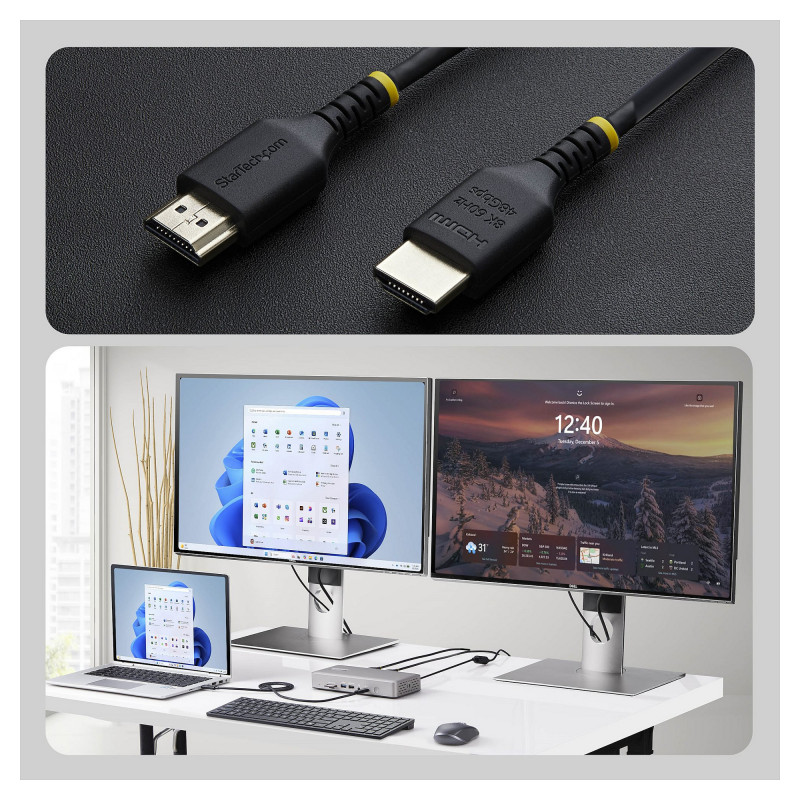 Cable HDMI 2.1 Ultra High Speed StarTech.com HDMI21-CBL-SLIM-1M, 1 m, negro