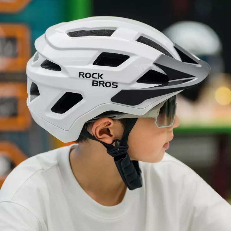 Casco de bicicleta juvenil Rockbros LK-67 con visera desmontable, 54-58 cm, blanco