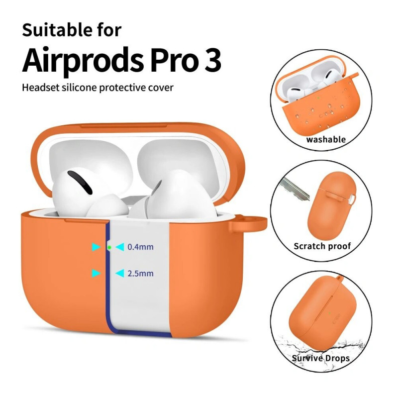 Funda Tech-Protect Silicone Hook para Apple AirPods Pro 3, naranja cósmico