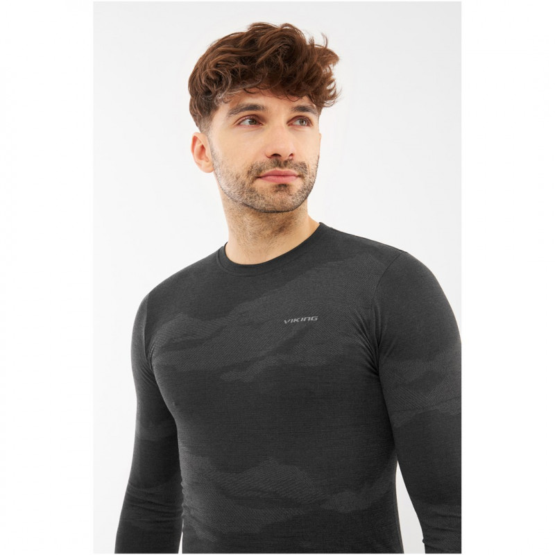 Conjunto de ropa interior de merino para hombre Viking Gasher Man Set, negro, XL