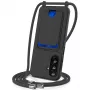 Funda TPU Hurtel para Samsung Galaxy A37 5G con portatarjetas y cordón cruzado, negra
