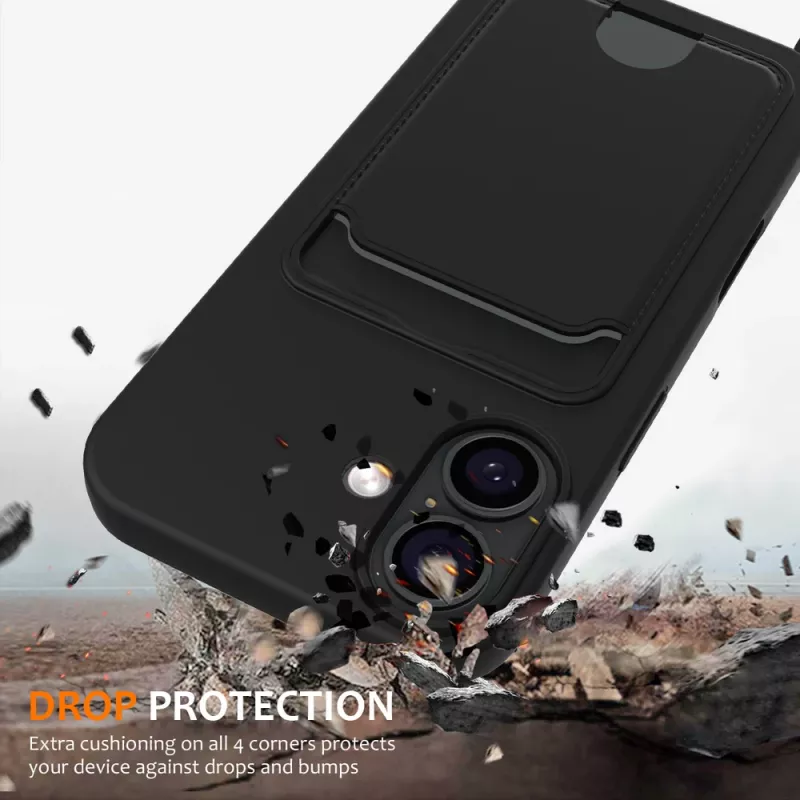 Marka Niezdefiniowana Funda TPU para iPhone 17 con portatarjetas y correa cruzada, negra