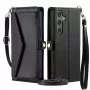 Funda cartera de piel sintética PU Hurtel para Samsung Galaxy A56 5G con función de soporte y correas, negra