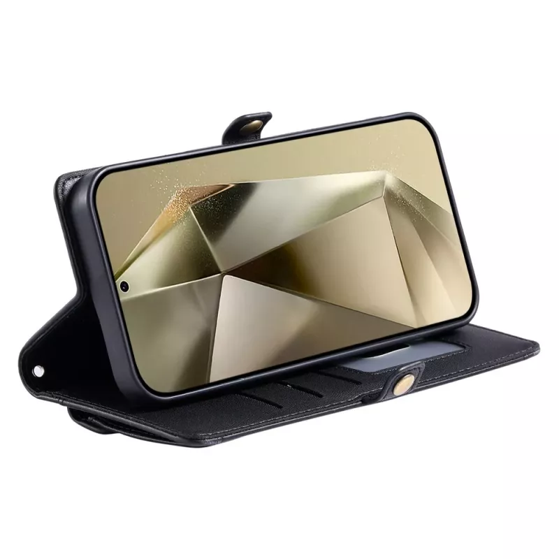 Funda cartera de piel sintética PU Hurtel para Samsung Galaxy A56 5G con función de soporte y correas, negra