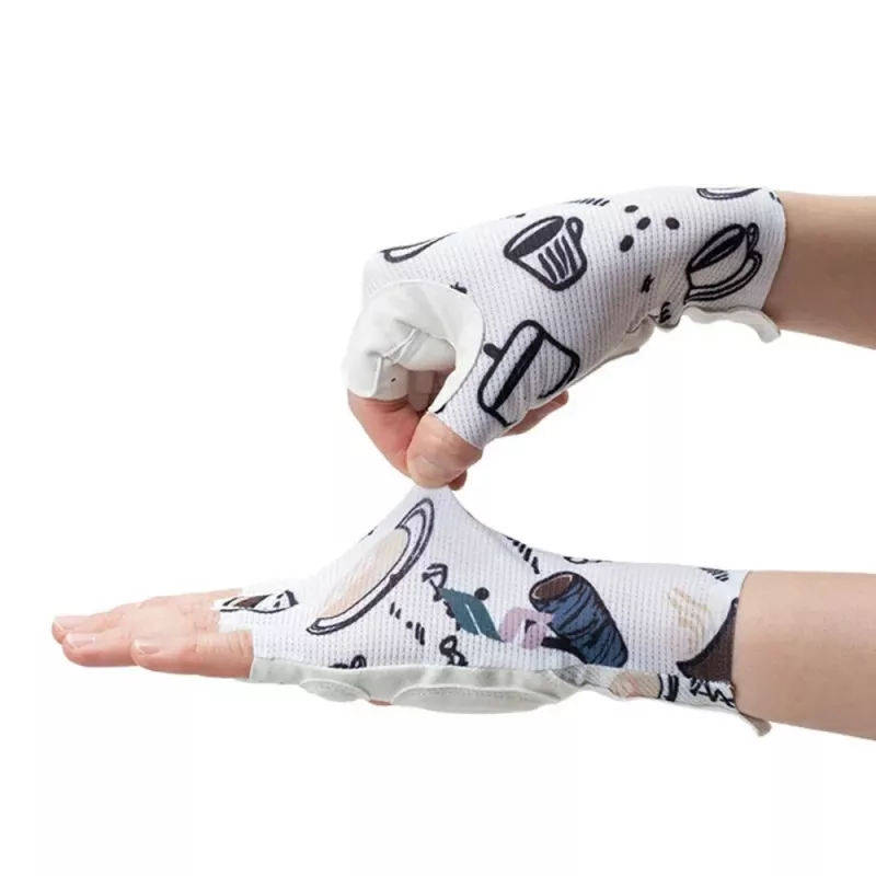 Guantes de ciclismo de dedos cortos amortiguadores para mujer Rockbros S389, talla L, blancos