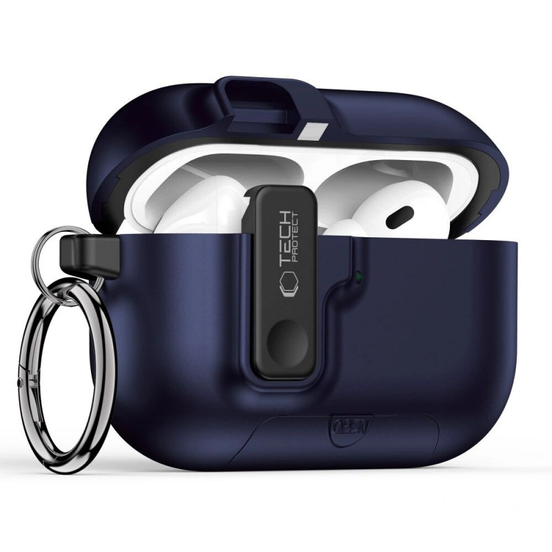 Funda Tech-Protect Slim Hook para Apple AirPods Pro 3, azul marino