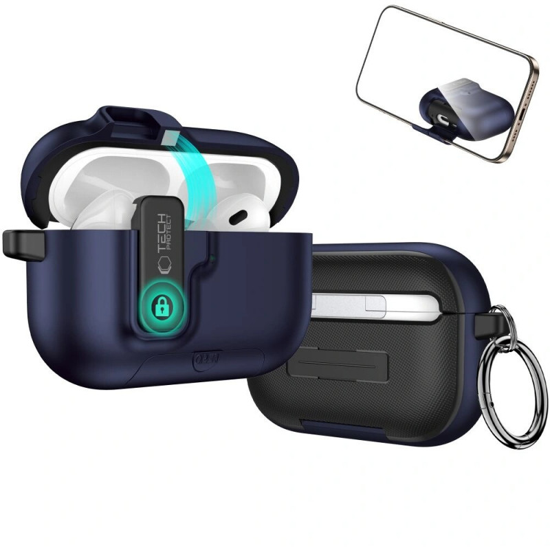 Funda Tech-Protect Slim Hook para Apple AirPods Pro 3, azul marino