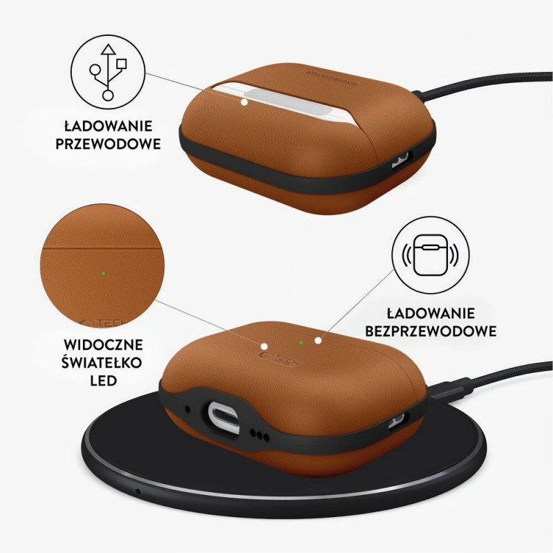 Funda NaturalFit Tech-Protect para Apple AirPods Pro 3, marrón