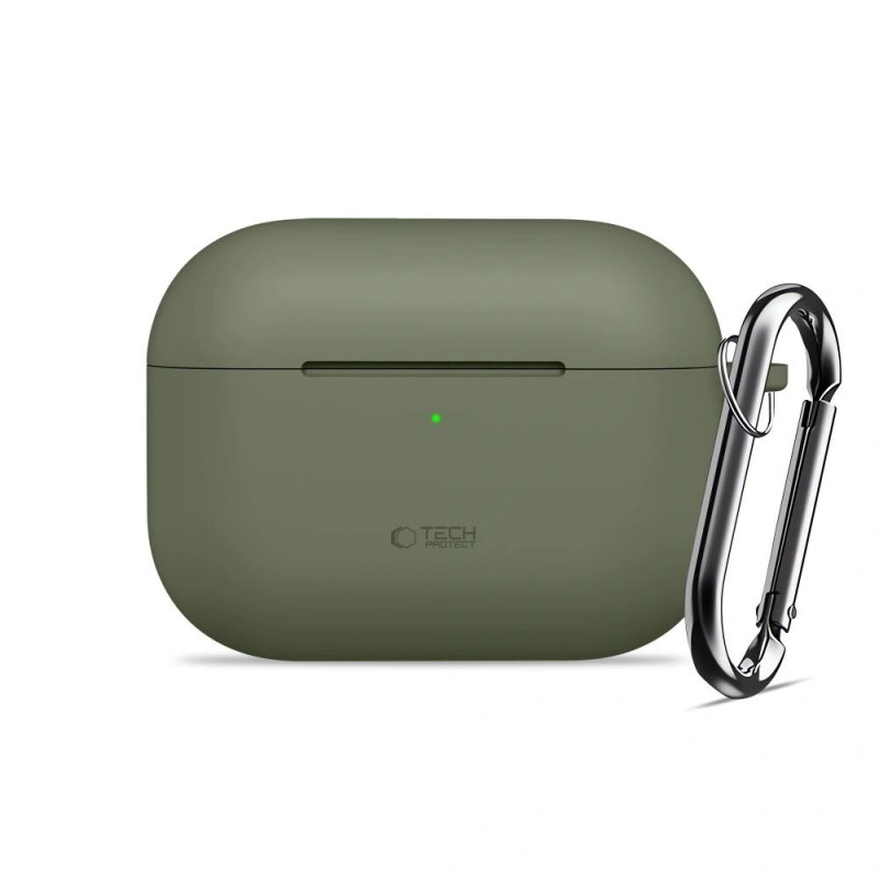 Funda Tech-Protect Silicone Hook para Apple AirPods Pro 3, verde oliva