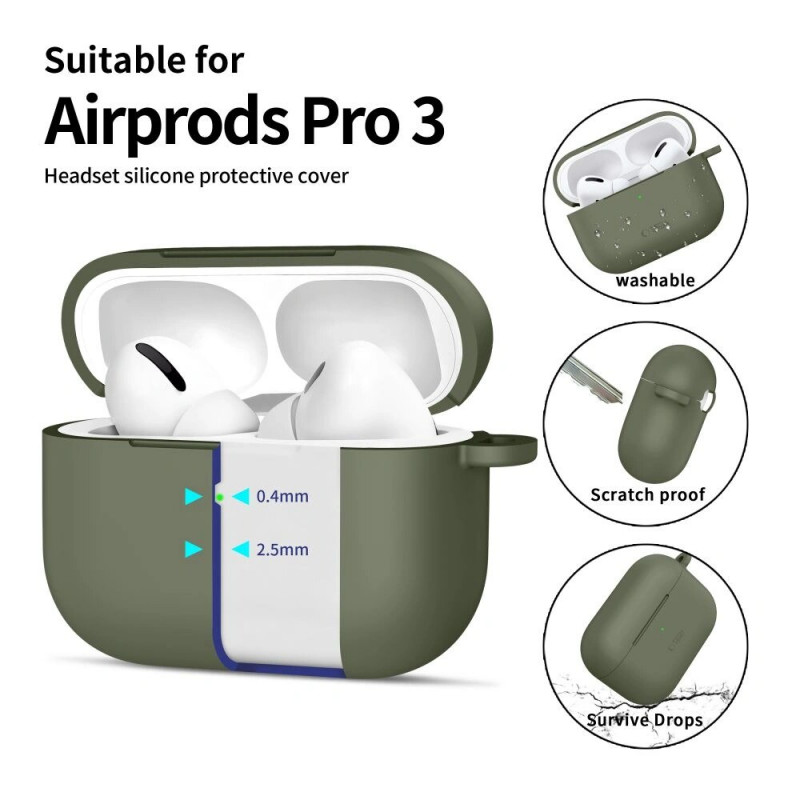 Funda Tech-Protect Silicone Hook para Apple AirPods Pro 3, verde oliva