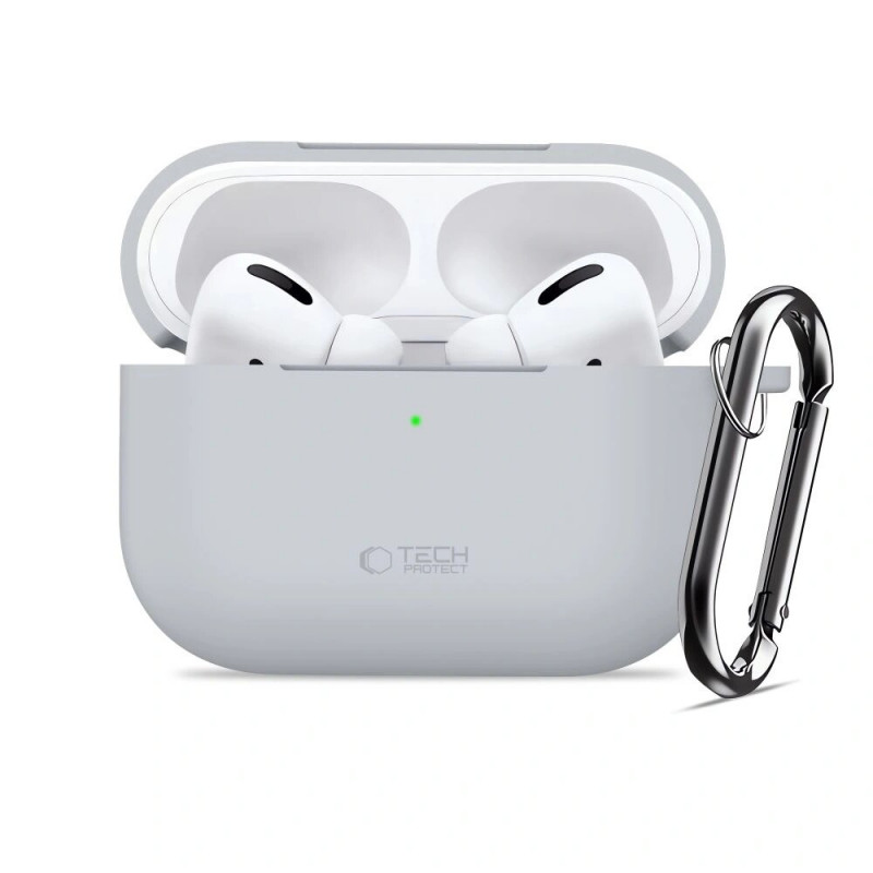 Funda Tech-Protect Silicone Hook para Apple AirPods Pro 3, gris crayón