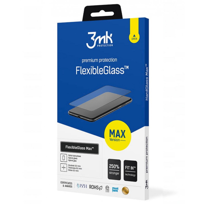 Cristal híbrido 3MK FlexibleGlass Max para Samsung Galaxy S22+, negro