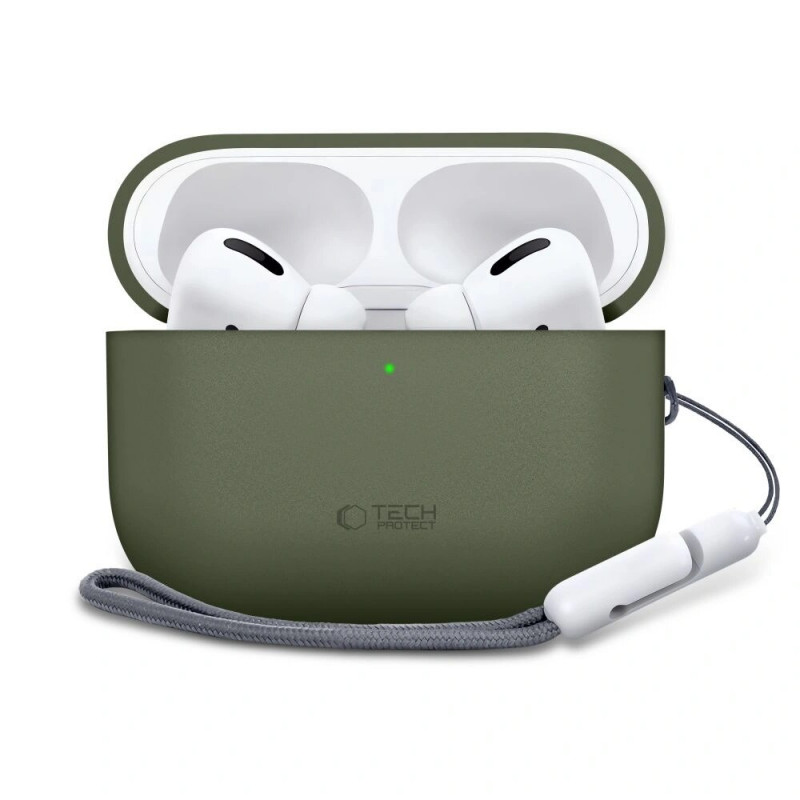 Funda de silicona Tech-Protect para Apple AirPods Pro 3 verde oliva