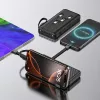 Wozinsky W11-B 10000mAh 10W Power Bank con cables integrados y linterna, negro