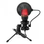 Micrófono de estudio gaming alámbrico Wozinsky WM-W111 con soporte y retroiluminación RGB, negro