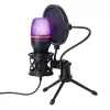 Micrófono de estudio gaming alámbrico Wozinsky WM-W111 con soporte y retroiluminación RGB, negro