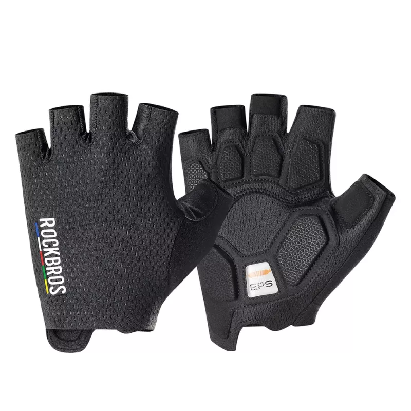Guantes de ciclismo cortos amortiguadores Rockbros TLS004 ROAD TO SKY S, negro