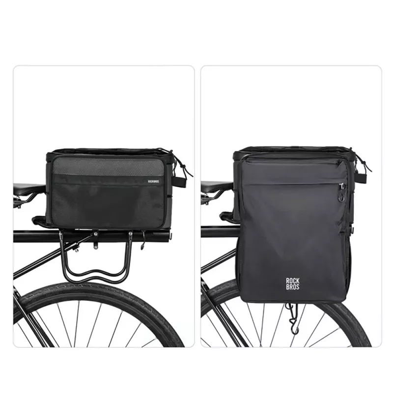 Bolsa plegable para bicicleta Rockbros A30 ROAD TO SKY para portaequipajes 15–30 L, negra