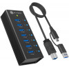 ICY BOX IB-AC618a Hub USB 3.2 Gen 2 de 7 puertos, aluminio, 12 V