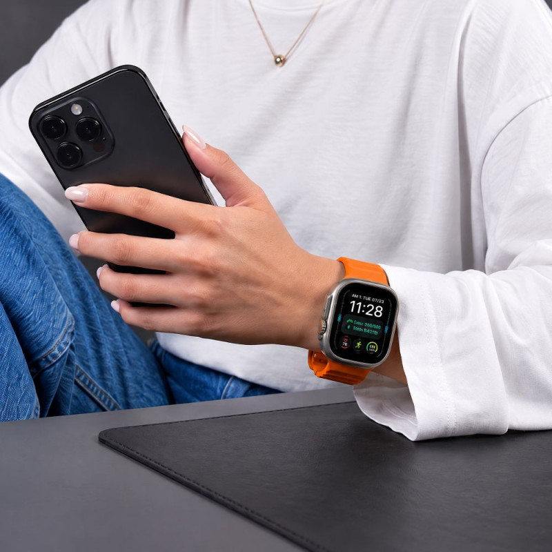 Correa Tech-Protect Silicone Line para Apple Watch 8 / 9 / 10 / 11 / 12 / SE / Ultra 44/45/46/49 mm, naranja