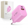 Cargador de pared Tech-Protect NCA20 USB-A / USB-C PD 20W / QC3.0, rosa bebé