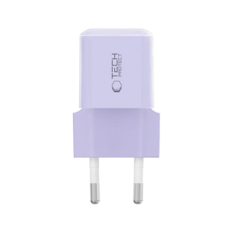 Cargador de pared Tech-Protect NCM25 USB-C PD 25W, lila claro