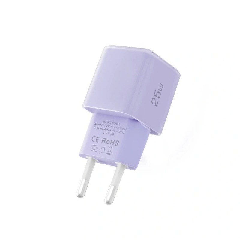 Cargador de pared Tech-Protect NCM25 USB-C PD 25W, lila claro