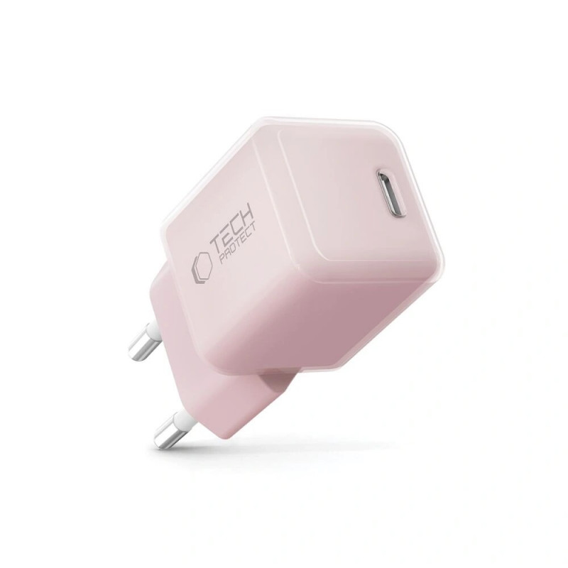 Cargador de pared Tech-Protect NCM25 USB-C PD 25W, rosa bebé