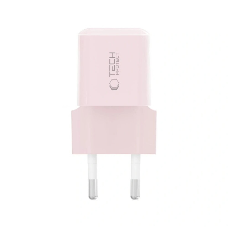 Cargador de pared Tech-Protect NCM25 USB-C PD 25W, rosa bebé