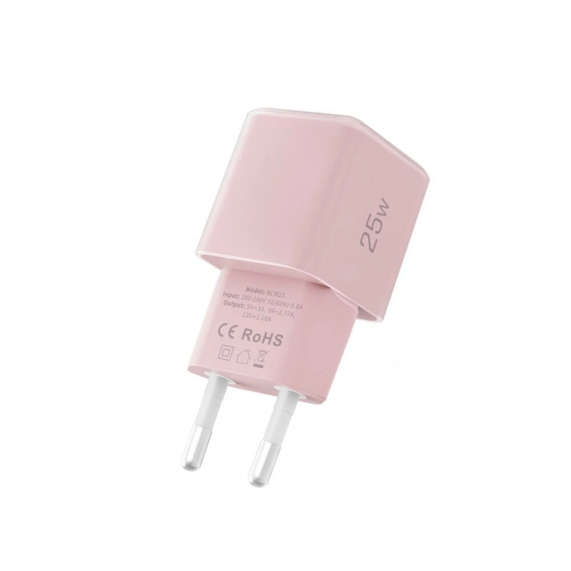 Cargador de pared Tech-Protect NCM25 USB-C PD 25W, rosa bebé