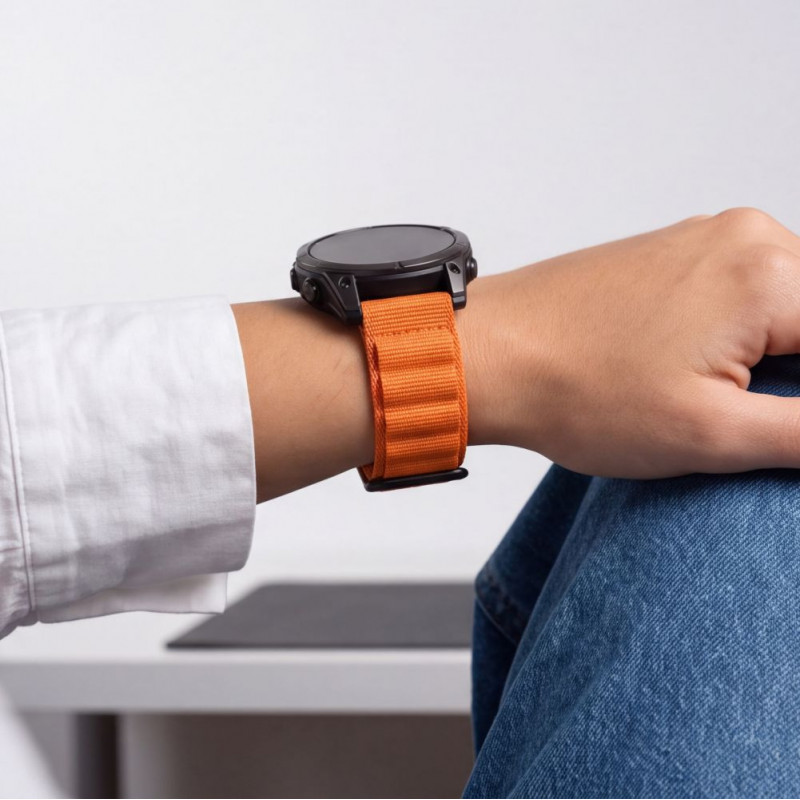 Correa para reloj Tech-Protect Nylon Pro THP6032 para Garmin Fenix 5X / 5X Plus / 6X / 6X Pro / 7X / 8 / 8 Pro / 9 / 9 Pro (47 mm), naranja