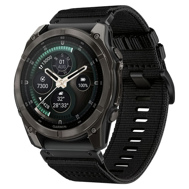Correa de reloj Tech-Protect Nylon Classic para Garmin Fenix 5X / 5X Plus / 6X / 6X Pro / 7X / 8 / 8 Pro / 9 / 9 Pro 47 mm, negra