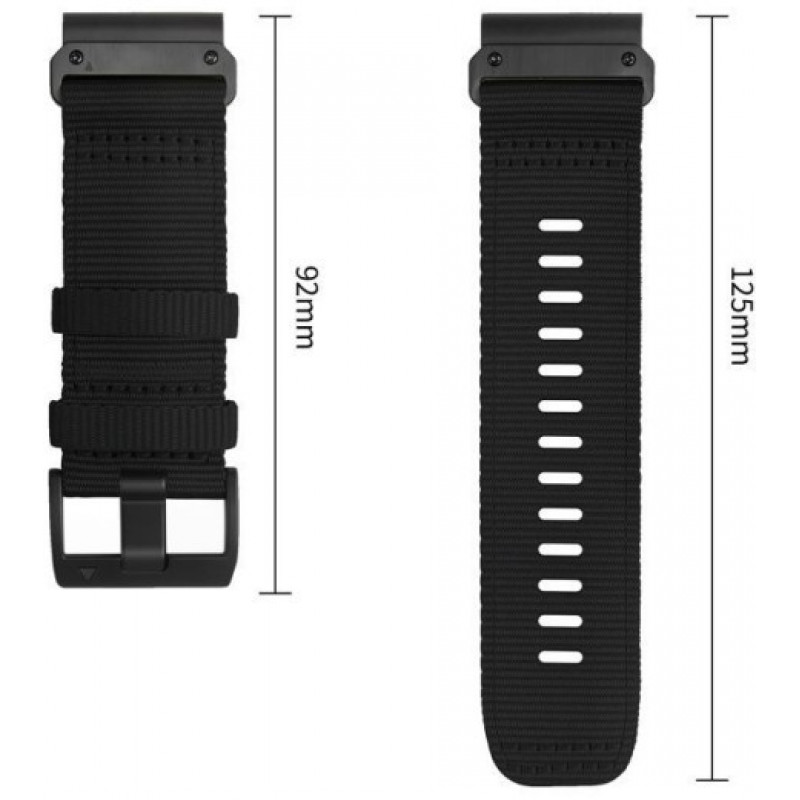 Correa de reloj Tech-Protect Nylon Classic para Garmin Fenix 5X / 5X Plus / 6X / 6X Pro / 7X / 8 / 8 Pro / 9 / 9 Pro 47 mm, negra