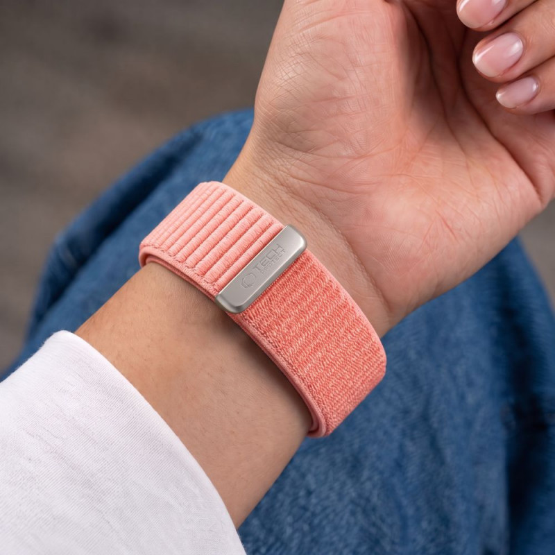 Correa Tech-Protect NylonLoop para Apple Watch 8 / 9 / 10 / 11 / 12 / SE (40 / 41 / 42 mm), rosa palo