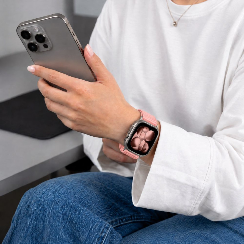 Correa Tech-Protect NylonLoop para Apple Watch 8 / 9 / 10 / 11 / 12 / SE (40 / 41 / 42 mm), rosa palo