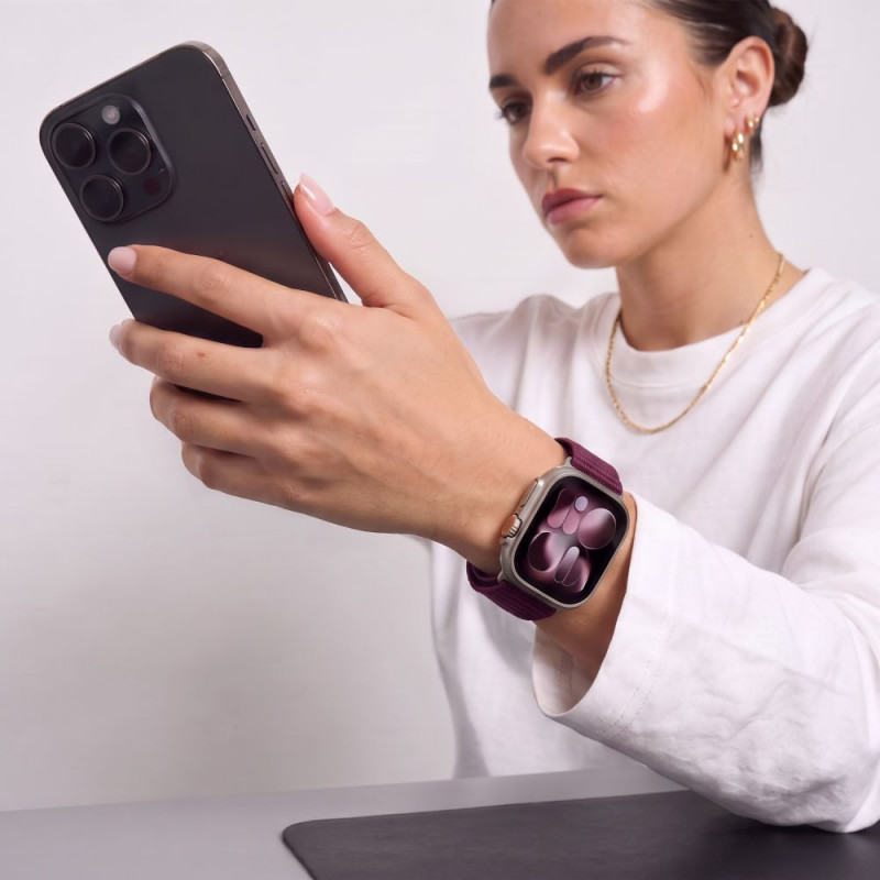 Correa Tech-Protect NylonLoop para Apple Watch 8 / 9 / 10 / 11 / 12 / SE (40 / 41 / 42 mm), Deep Burgundy