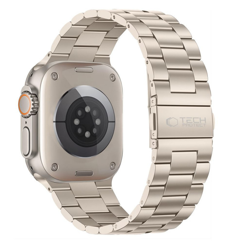 Correa de acero inoxidable Tech-Protect Stainless para Apple Watch 8 / 9 / 10 / 11 / 12 / SE / Ultra (44 / 45 / 46 / 49 mm), Starlight