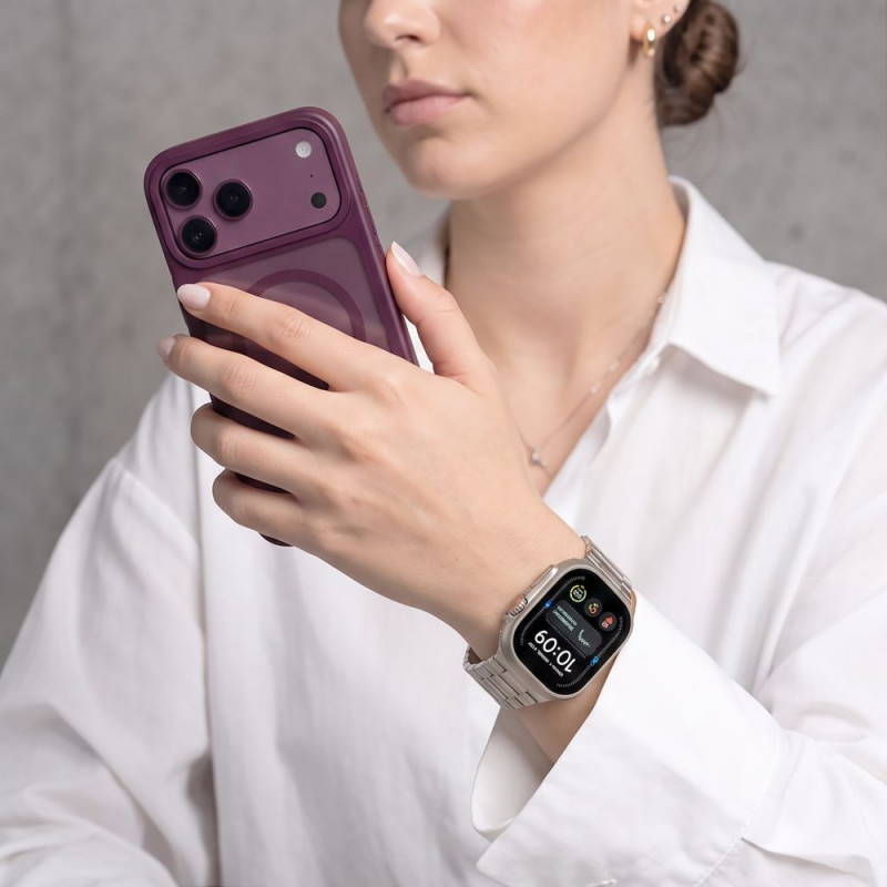 Correa de acero inoxidable Tech-Protect Stainless para Apple Watch 8 / 9 / 10 / 11 / 12 / SE / Ultra (44 / 45 / 46 / 49 mm), Starlight