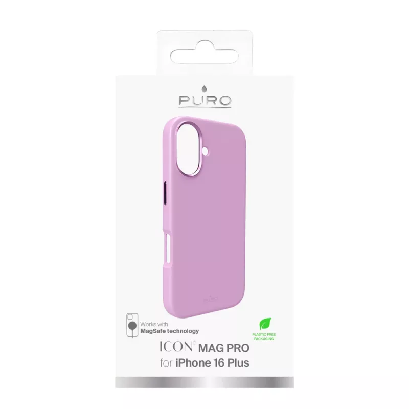 Funda de silicona MagSafe Puro Icon Mag Pro para iPhone 16 Plus, rosa