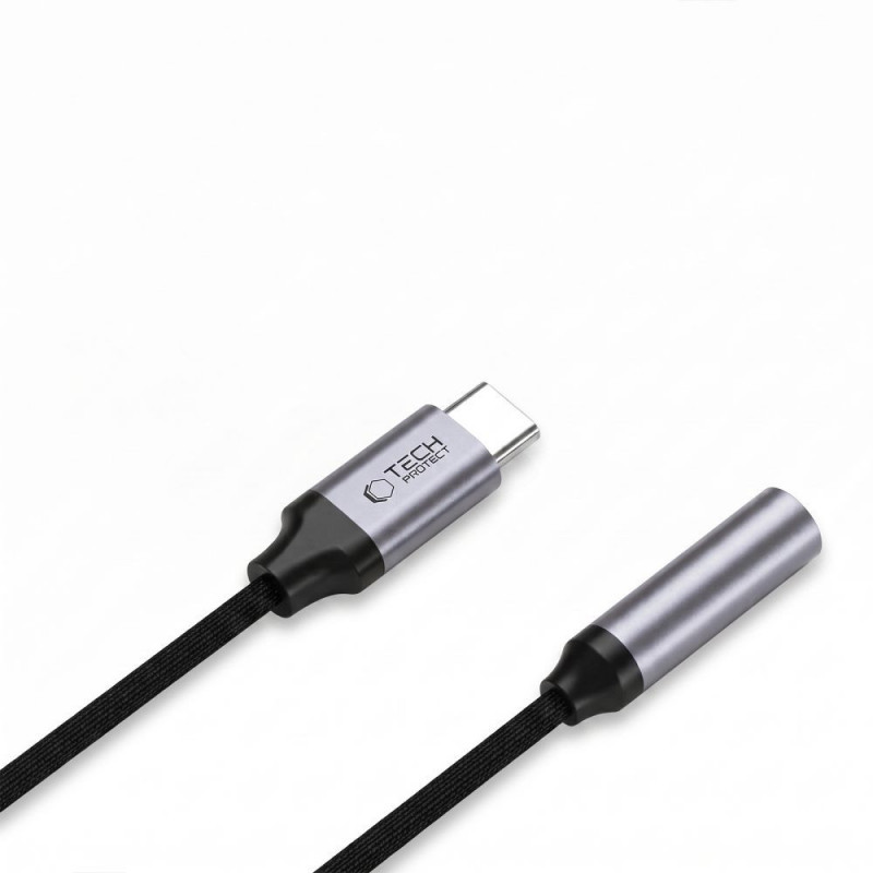 Adaptador DAC Tech-Protect Ultraboost USB-C a mini jack de 3,5 mm, gris hierro