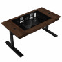 Caja de escritorio Lian Li DK07 Wood Edition, compatible con doble sistema, 2x E-ATX, altura ajustable, nogal / negro