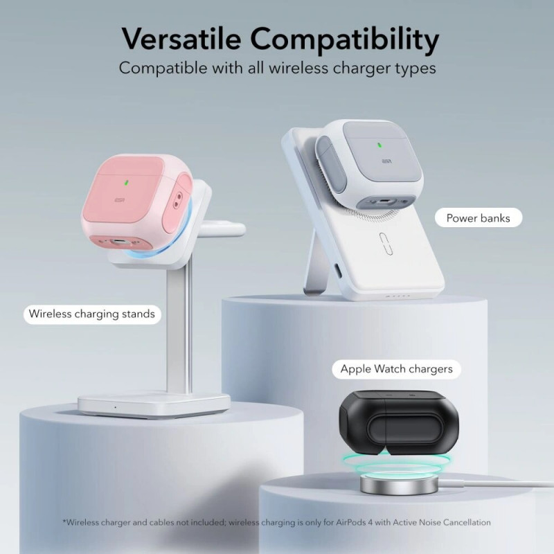 Funda ESR Orbit HaloLock MagSafe para Apple AirPods 4, rosa
