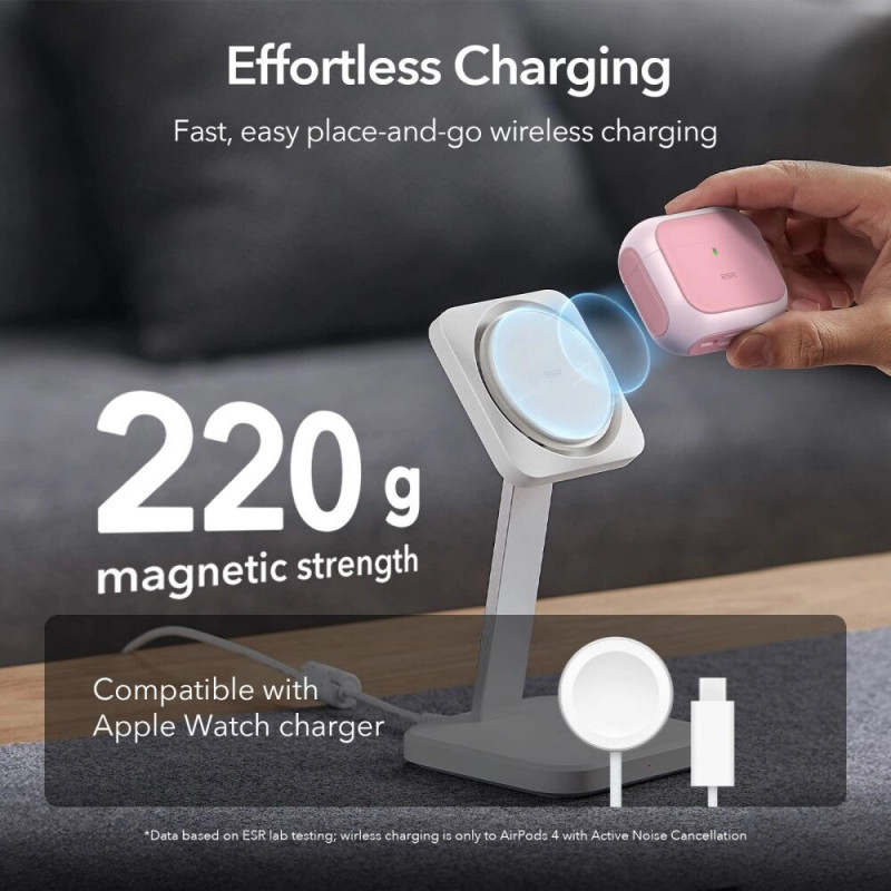 Funda ESR Orbit HaloLock MagSafe para Apple AirPods 4, rosa