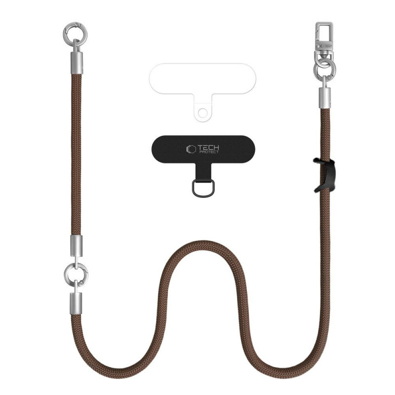 Conjunto de correa cruzada y muñequera Tech-Protect C10S Rope, marrón nogal/titanio